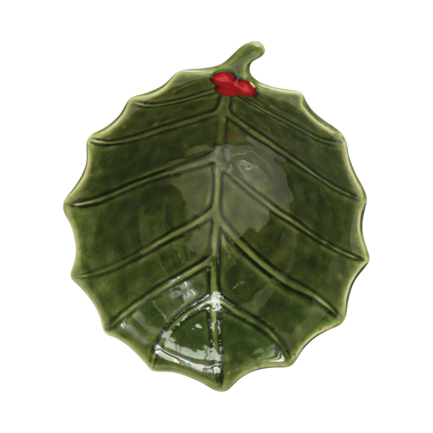 Holiday Stoneware Holly Leaf Bowl
