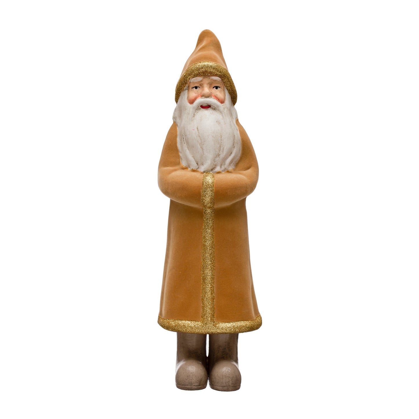 Gold Flocked Santa w/ Glitter