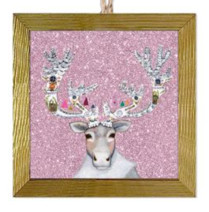 Pink Moose Art Ornament