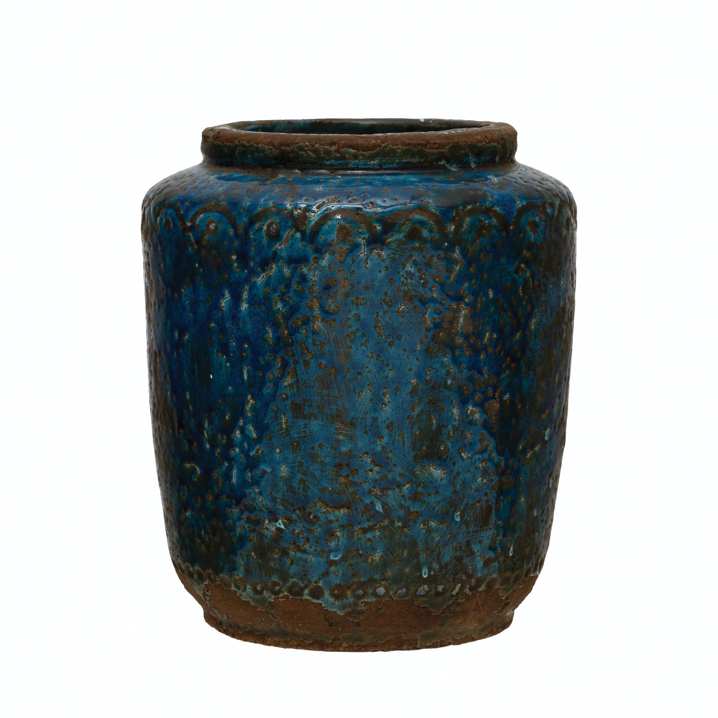Planter Terra-cotta Vase, Distressed Blue Finish