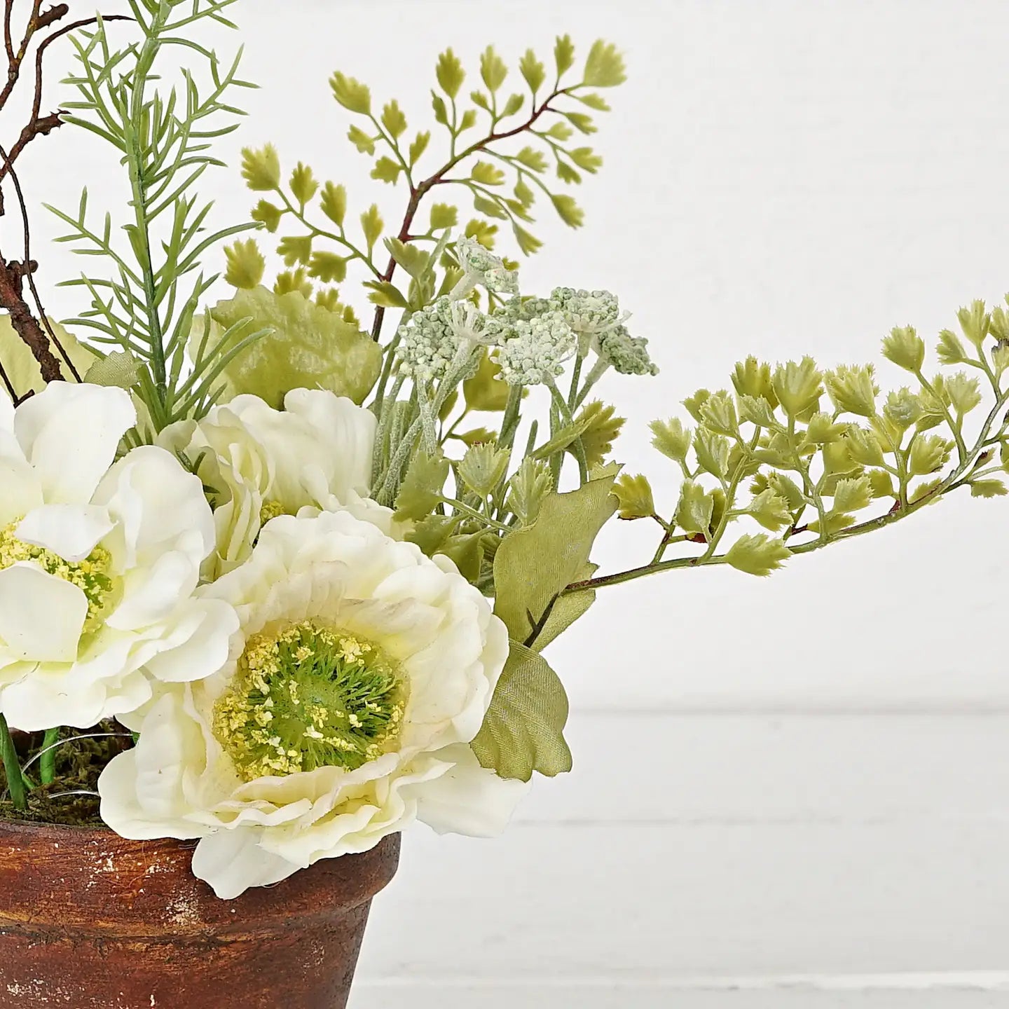 Cosmos and Poppies with Greenery Pot