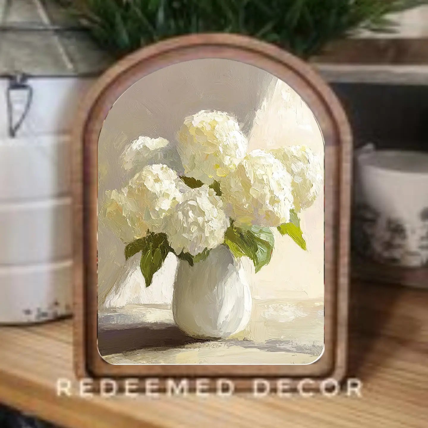 Arch Top Hydrangea Vase Framed Art