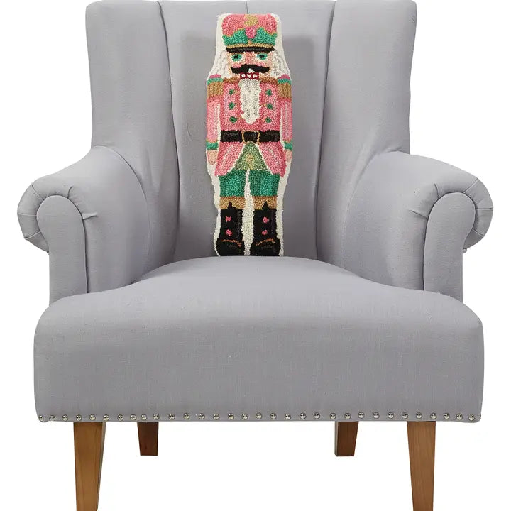 Holiday Pillow, Shaped Pink Nutcracker Hook