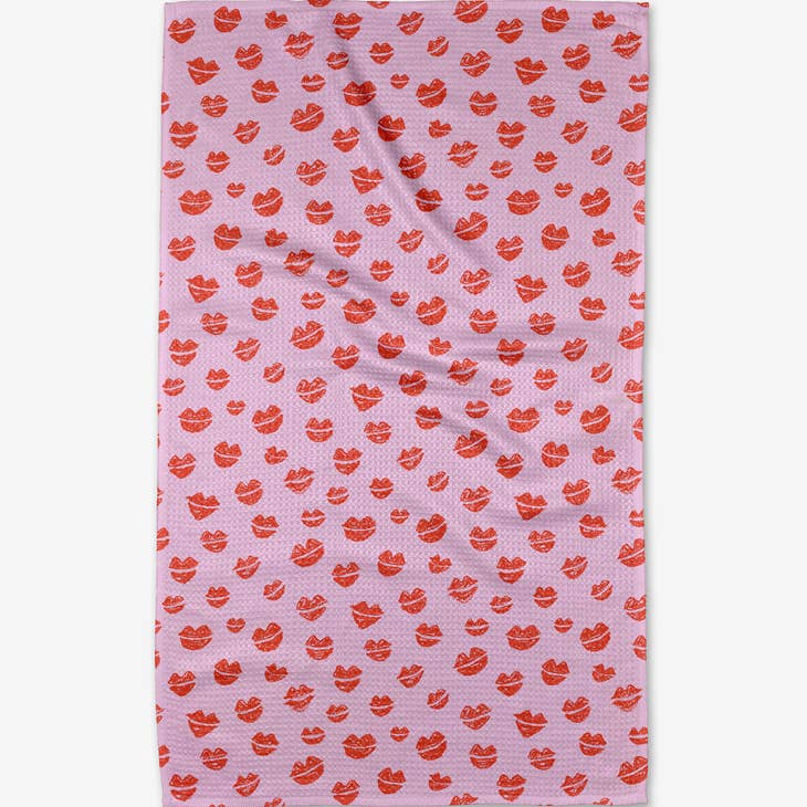 Geometry Valentine's Tea Towel "Blowing Kisses"