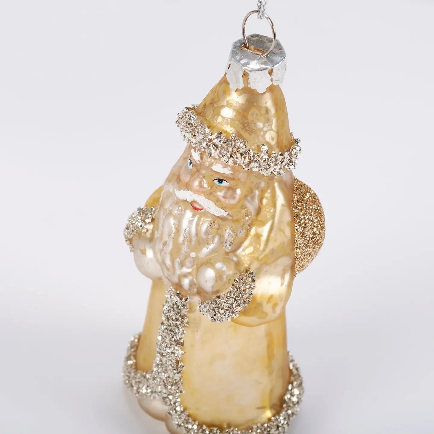 Glass Gold Santa Ornament