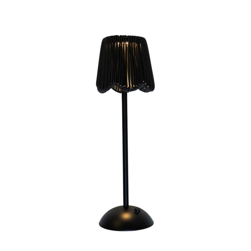 LED USB Lamp, Scalloped Rattan Shade