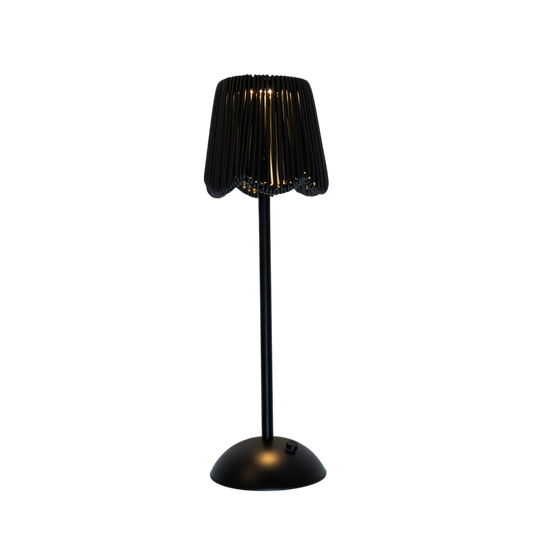 LED USB Lamp, Scalloped Rattan Shade