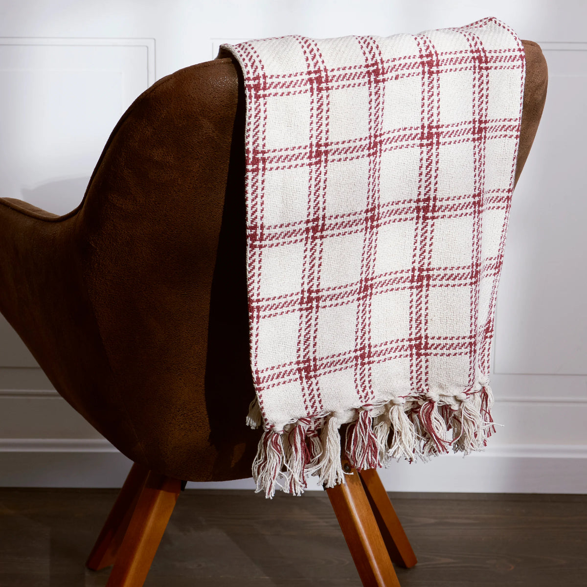 Throw, Burgundy Plaid