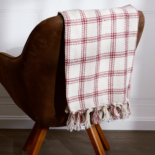 Throw, Burgundy Plaid