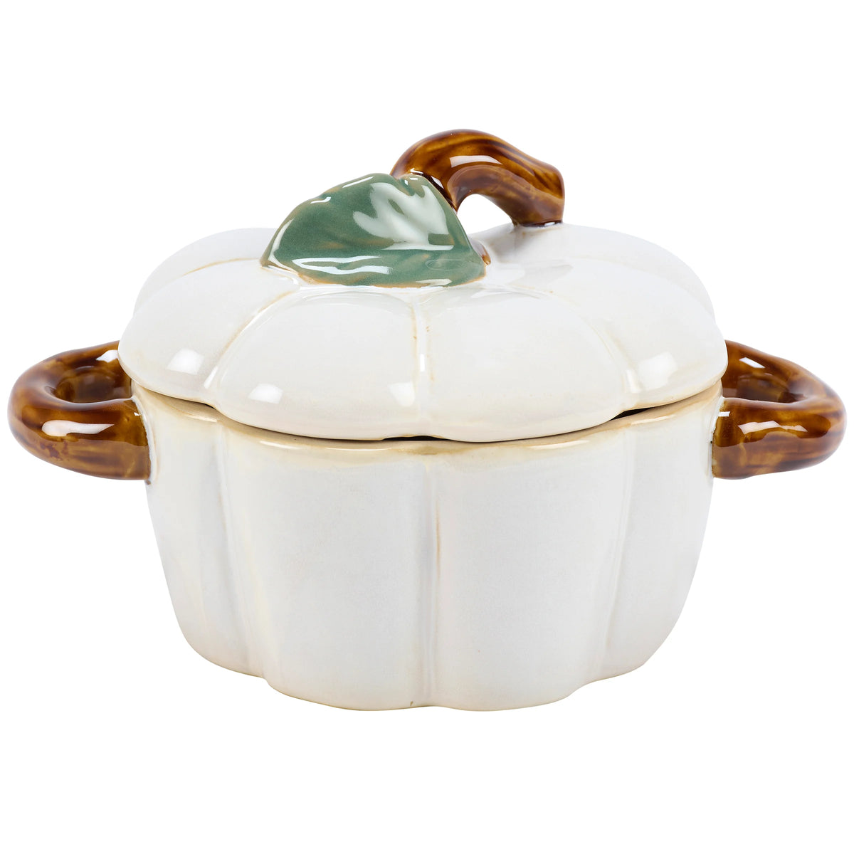 Treat Jar, Short White Pumpkin