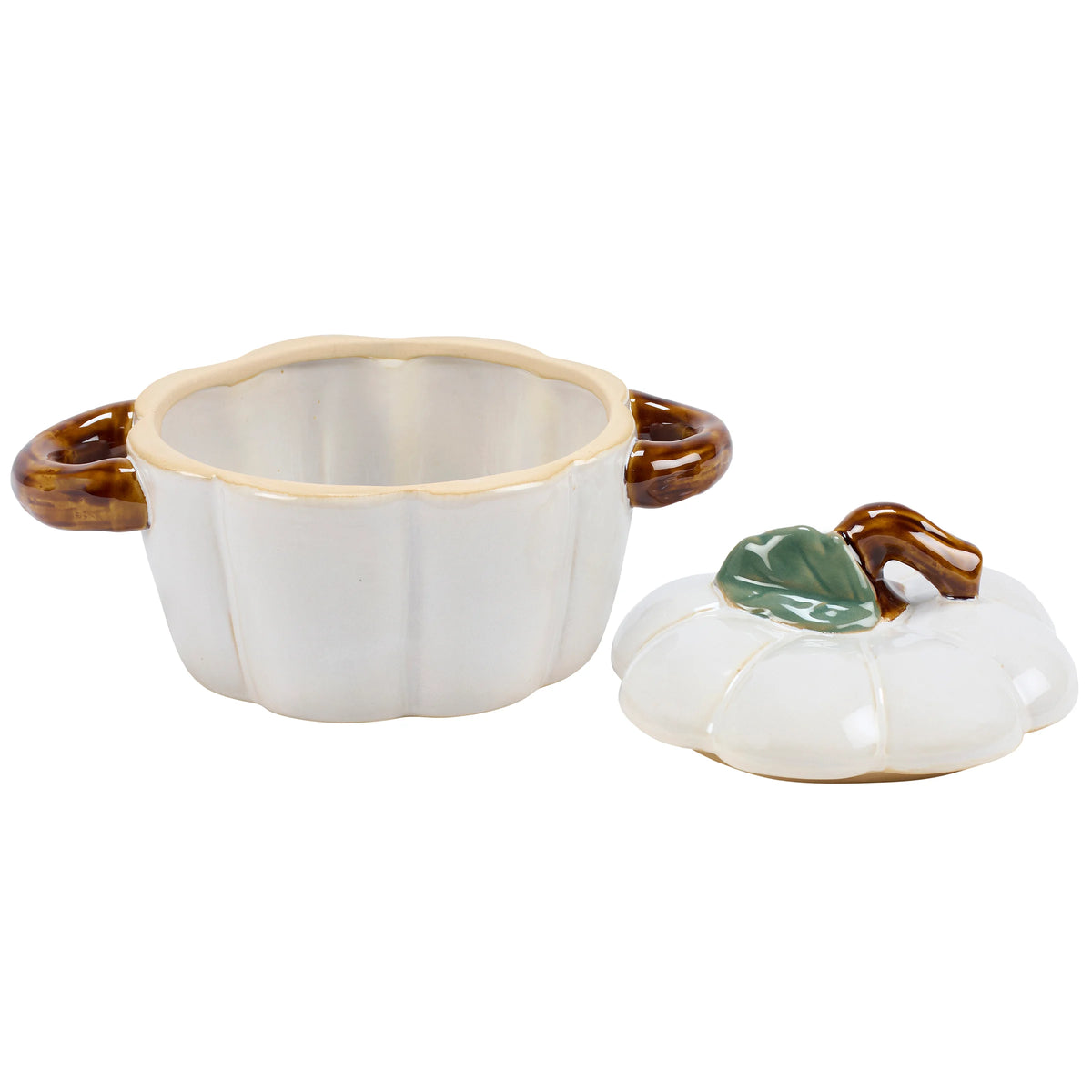 Treat Jar, Short White Pumpkin