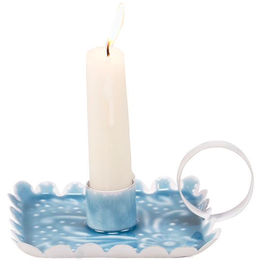 Blue Floral Candle Holder