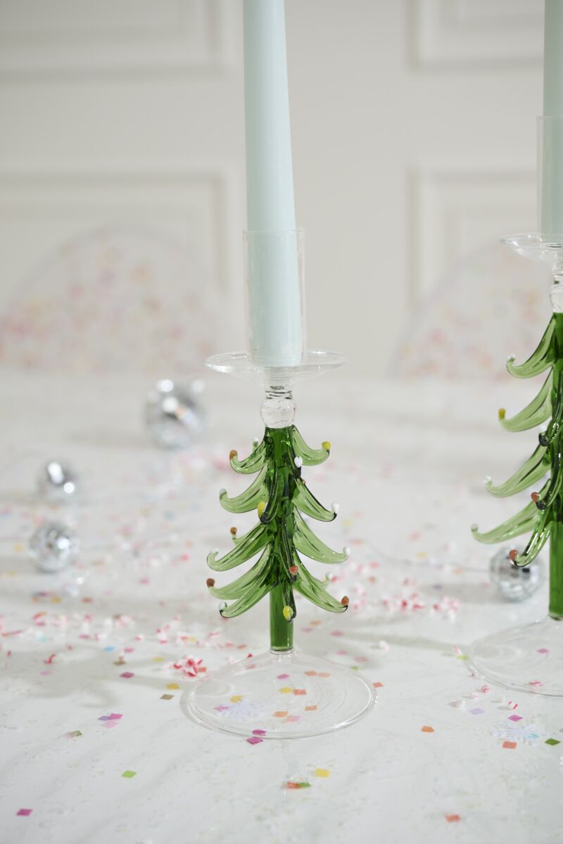 Glass Tree Candlestick Holders