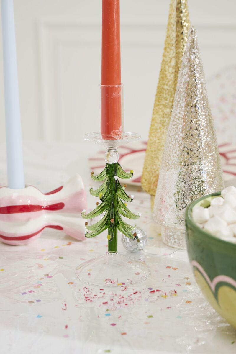Glass Tree Candlestick Holders
