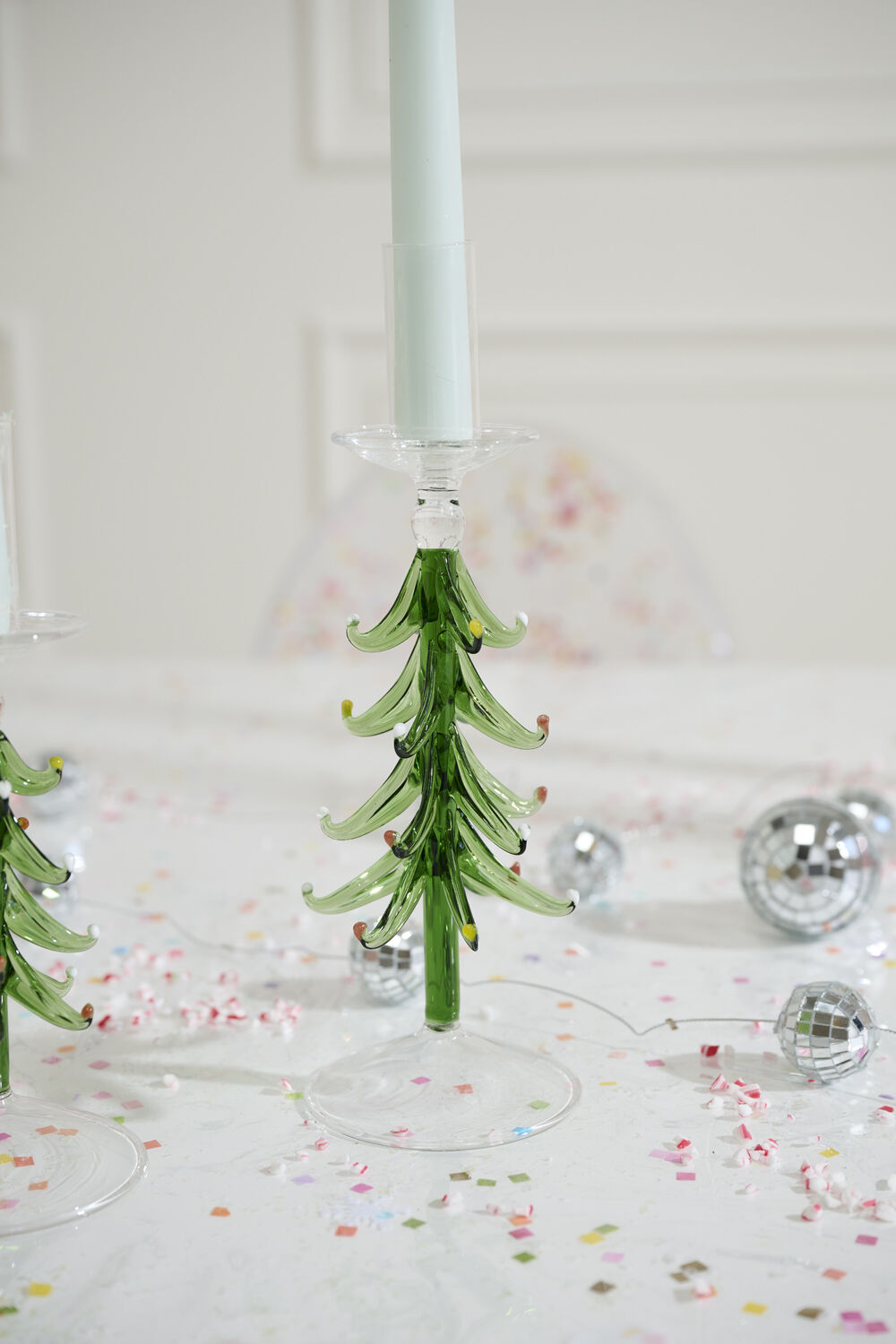 Glass Tree Candlestick Holders