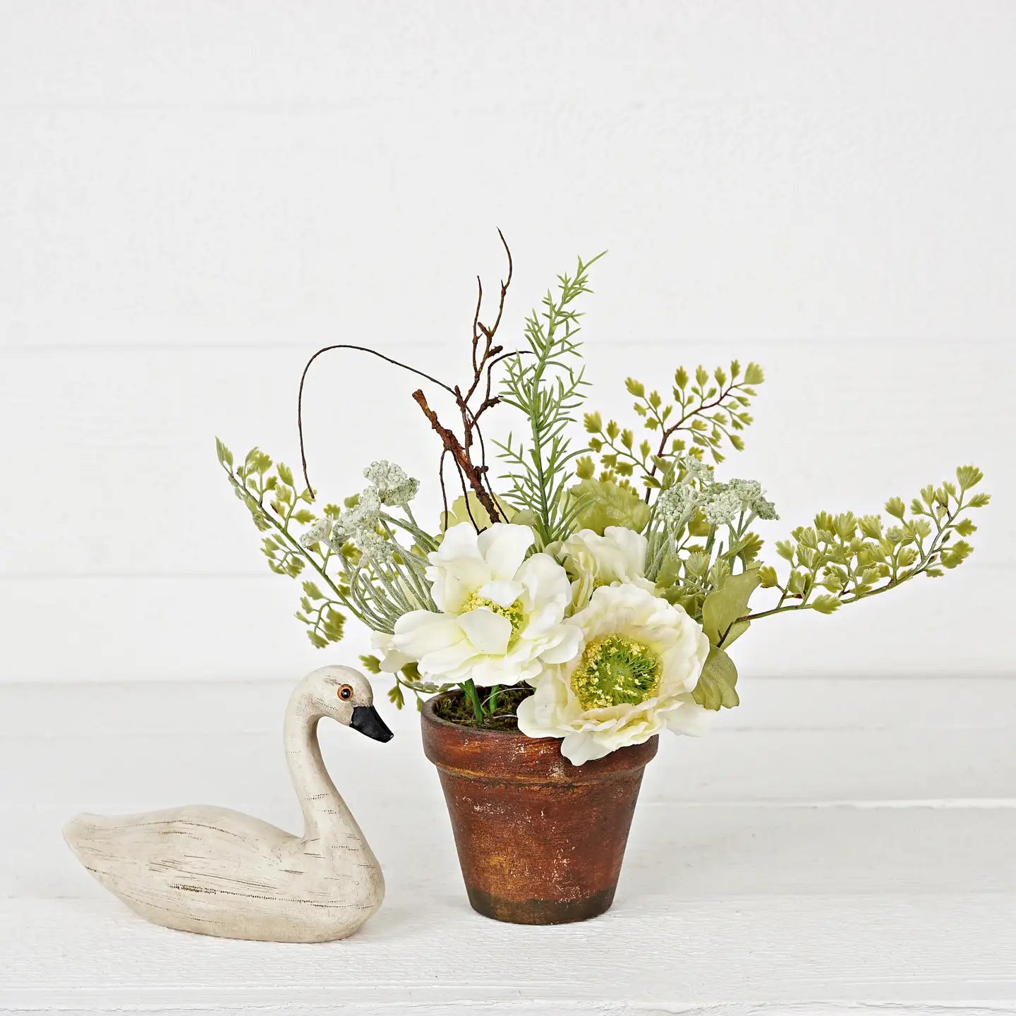 Cosmos and Poppies with Greenery Pot