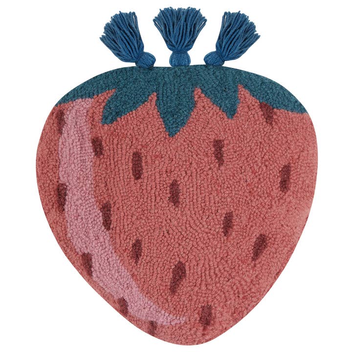 Pillow, Strawberry W/Tassels Shaped