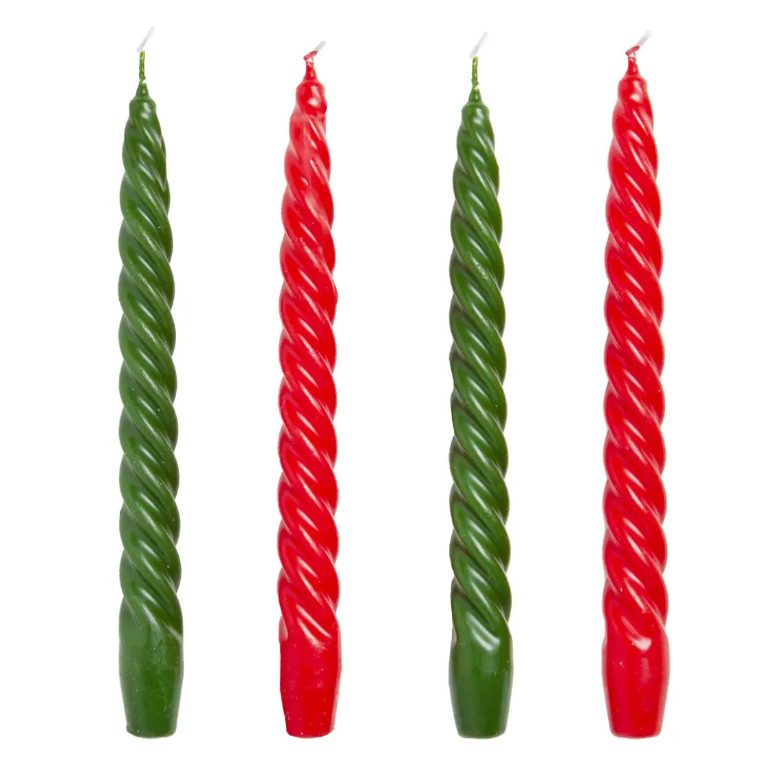 Red and Green Spiral Christmas Dinner Candles