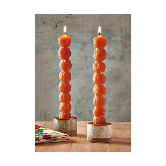 Rustic Pumpkin Stack Taper Candles (Set of 2)  (preorder)