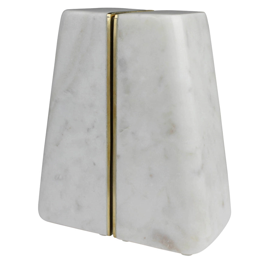 Marble Bookend Pair with Brass Edges
