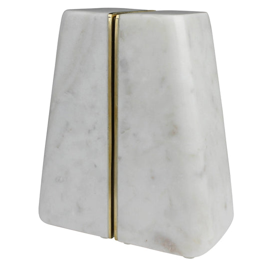 Marble Bookend Pair with Brass Edges