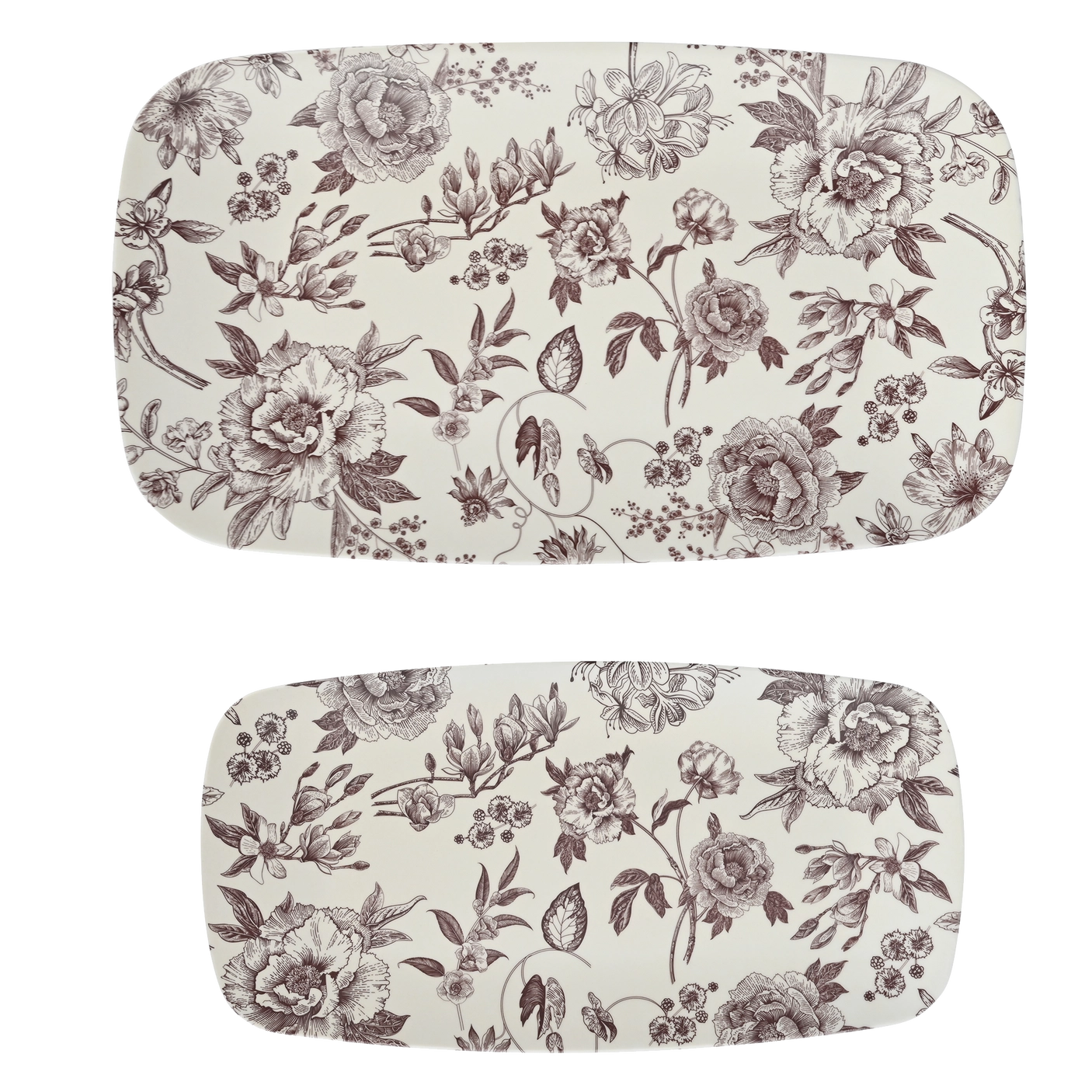Brown Delft Stacking Melamine Tray - Set of 2