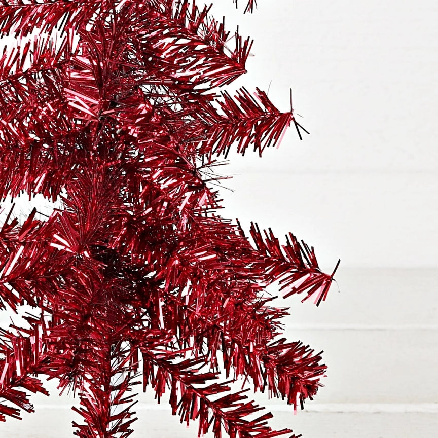 Glittered Tinsel Tree- Red