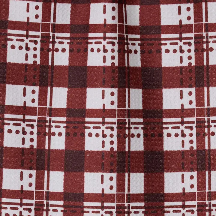 Geometry "Cranberry Plaid" Bar Towel (Pre-Order)
