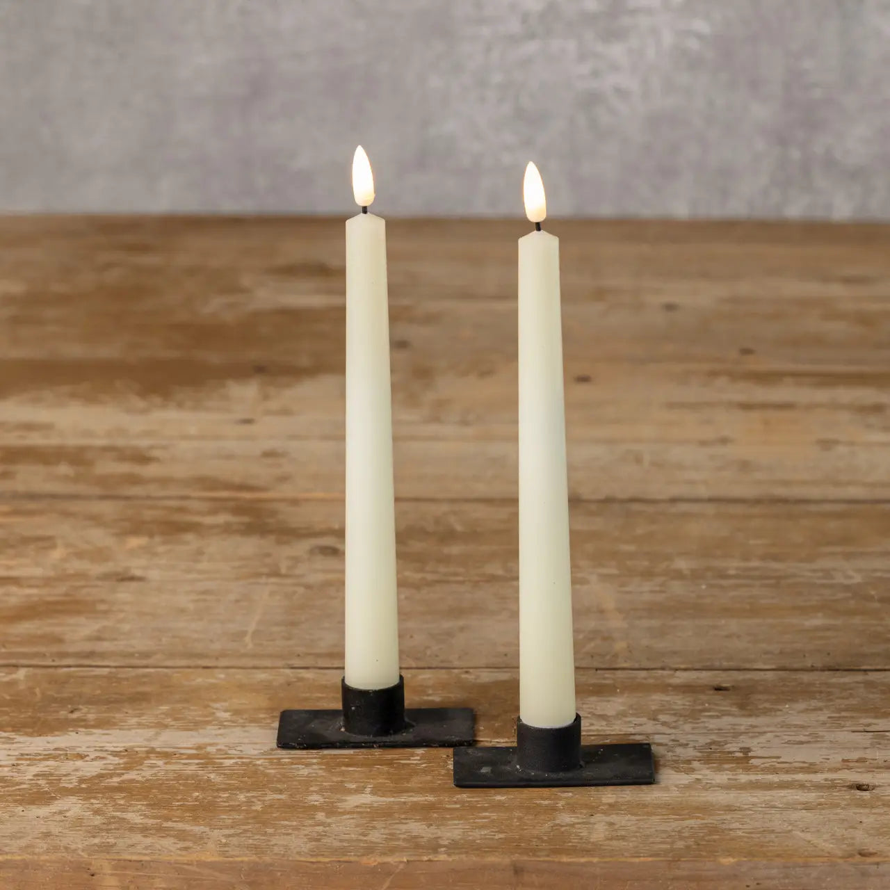 3D Flame Drop Cream Taper Candle Set of 2