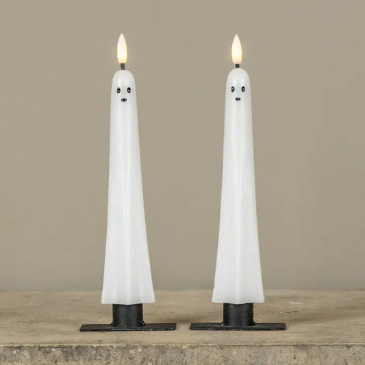 Ghost 3D Flame Taper Candles, Set of 2 (ship 10/3)