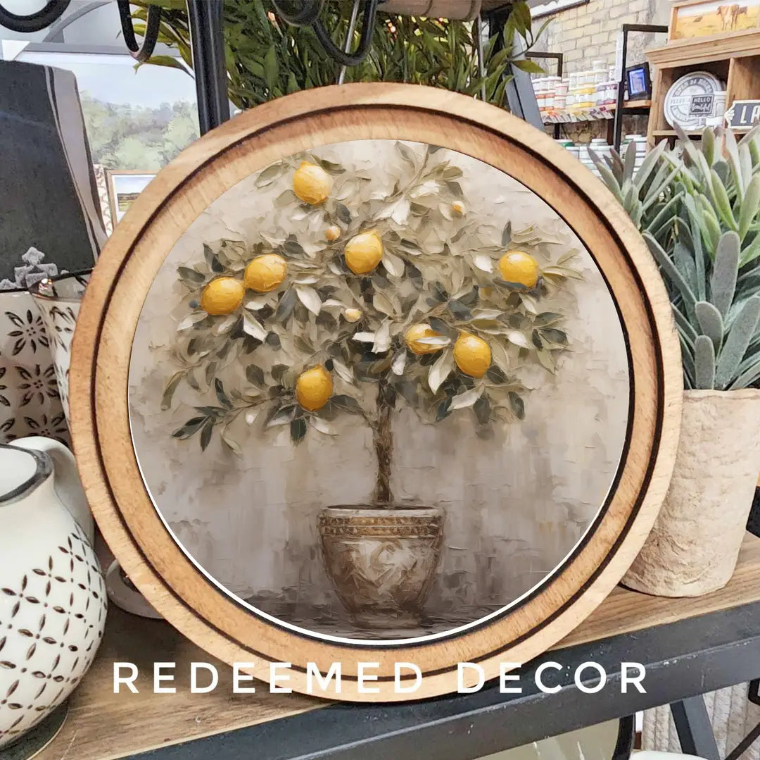 Lemon Tree Round Framed Art