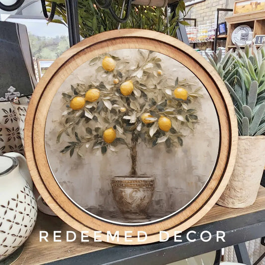 Lemon Tree Round Framed Art