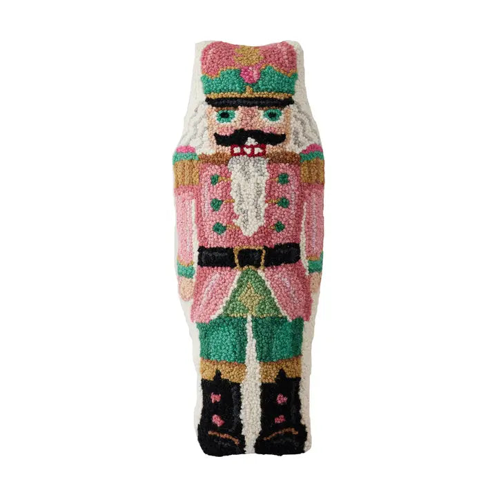 Holiday Pillow, Shaped Pink Nutcracker Hook
