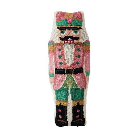 Holiday Pillow, Shaped Pink Nutcracker Hook