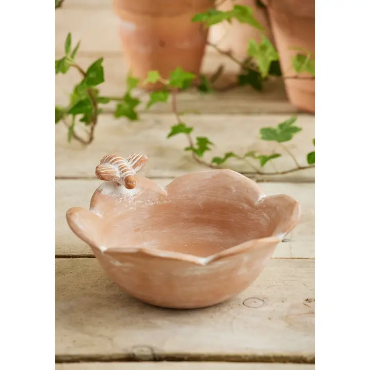Terracotta Flower Bird Feeder with Bee