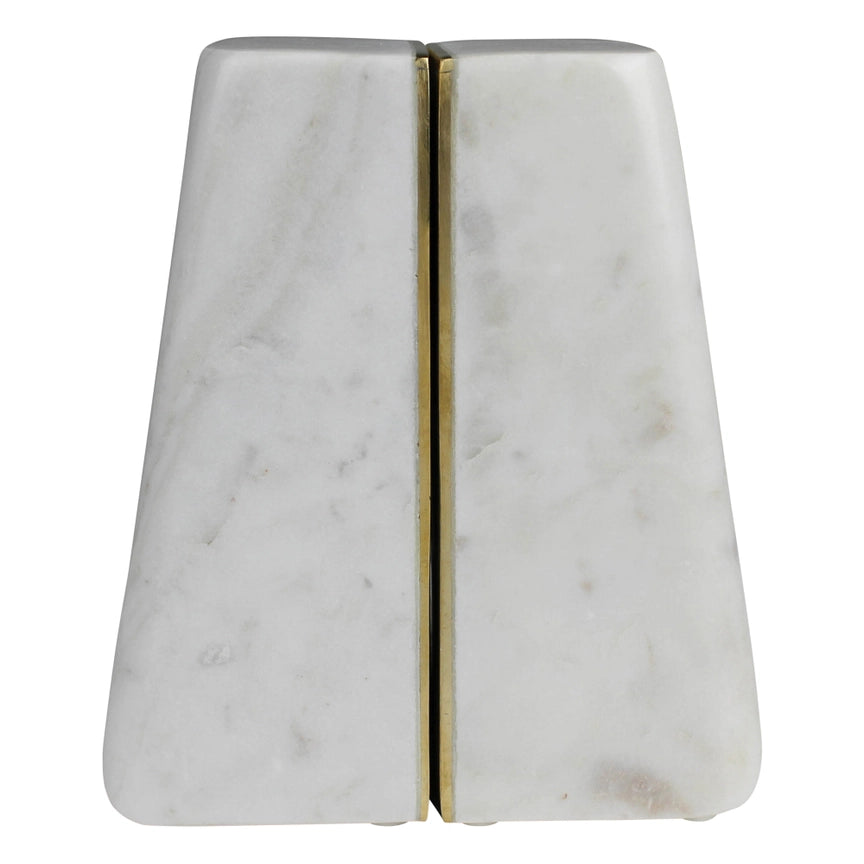 Marble Bookend Pair with Brass Edges