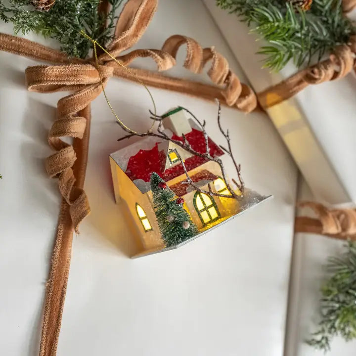 Ornament, Red Roof Lighted House