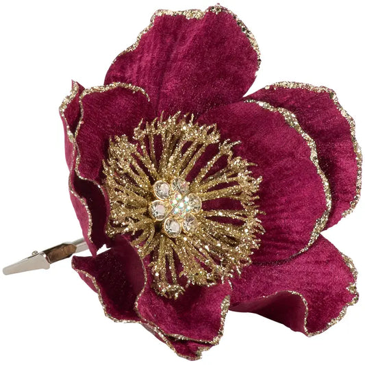Burgundy Flower Clip
