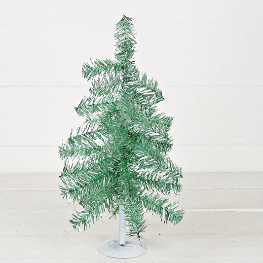 Glittered Tinsel Tree- Green