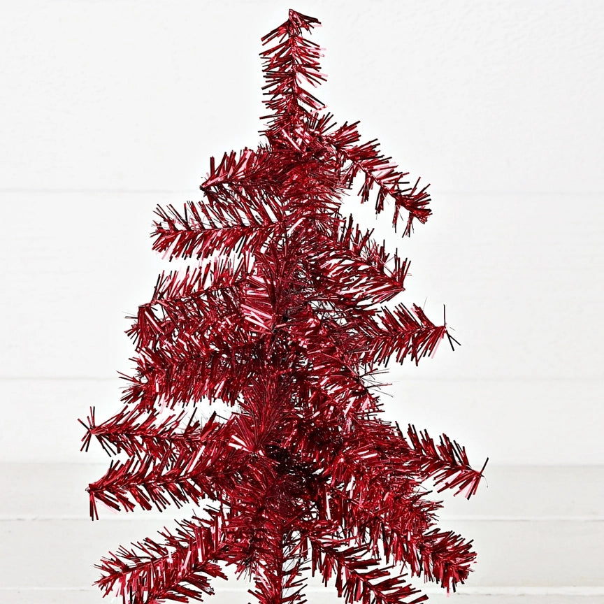Glittered Tinsel Tree- Red