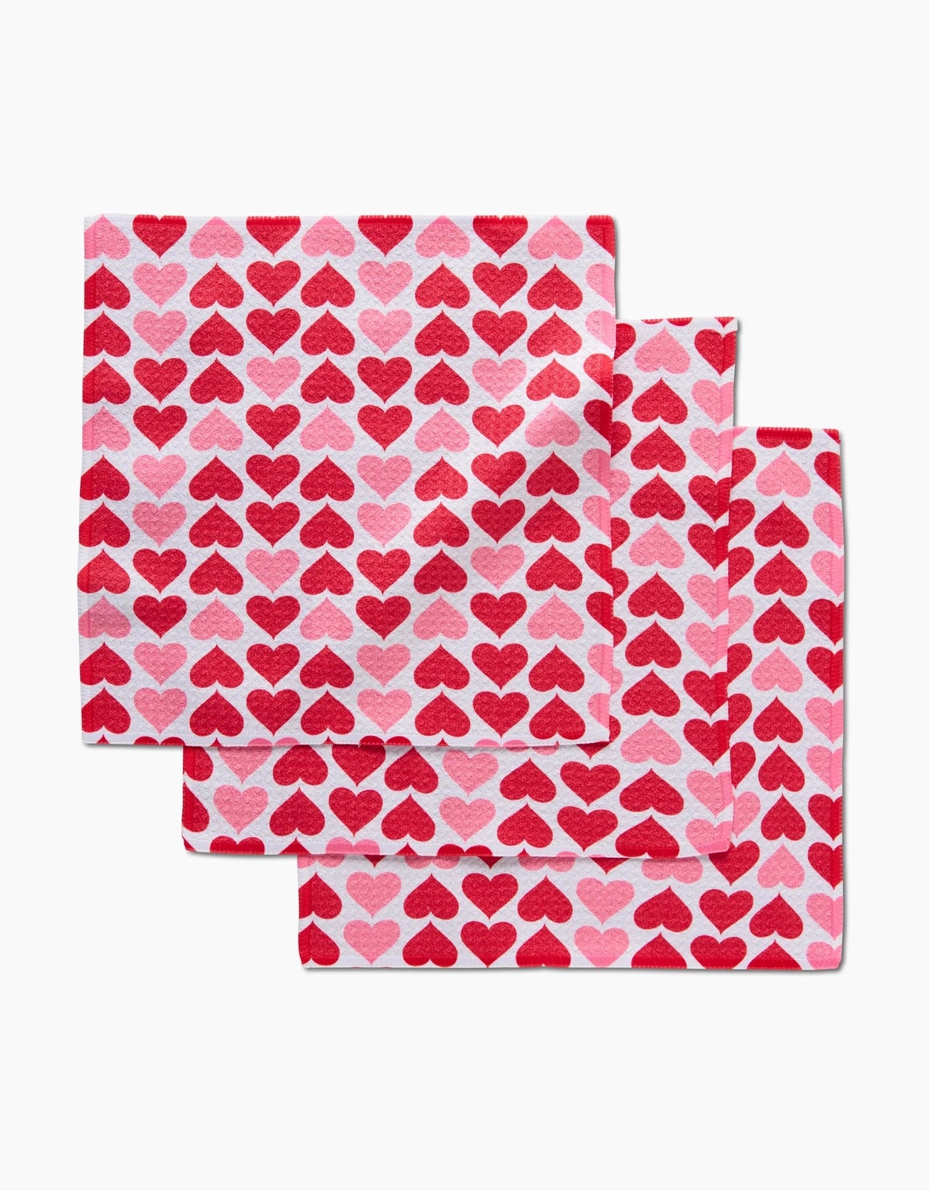 Geometry "Blushing Hearts"  Valentine's Dishcloth Set