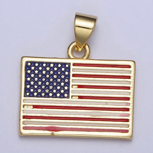 Gold American Flag Pendant