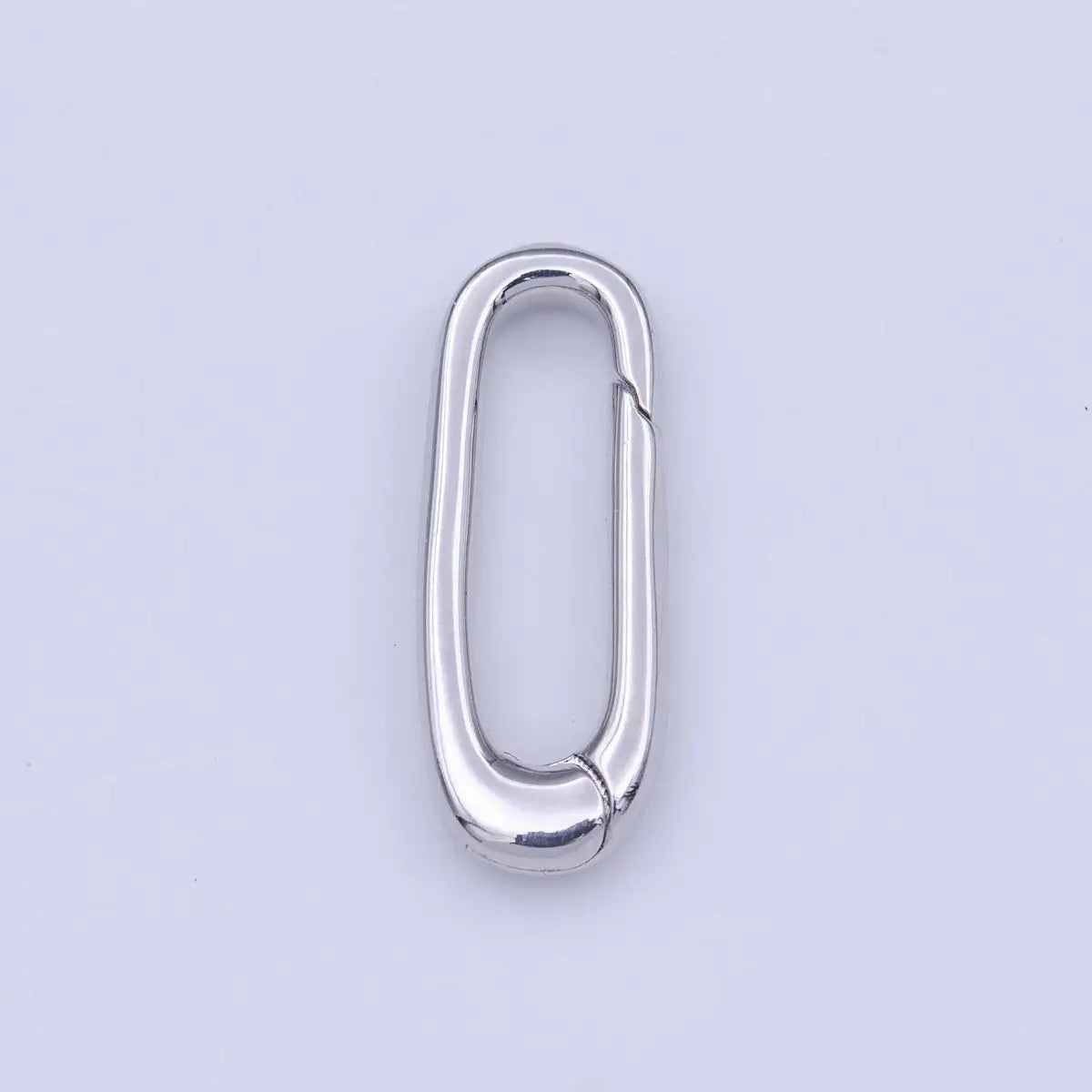 Oval Shaped Snap Clasp, Silver 18mm