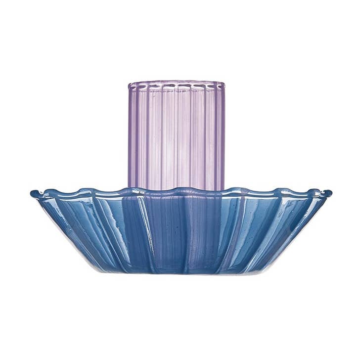 Glass Candle Holder - Blue-Purple