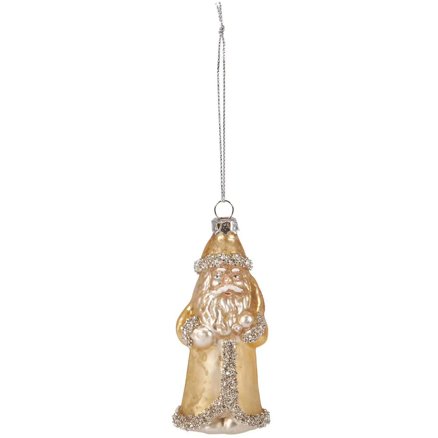 Glass Gold Santa Ornament