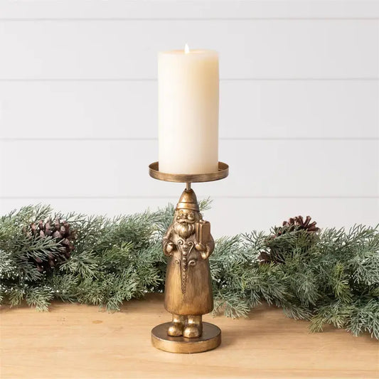 Candle Holder - Gold Santa Figure (Pre-Order)