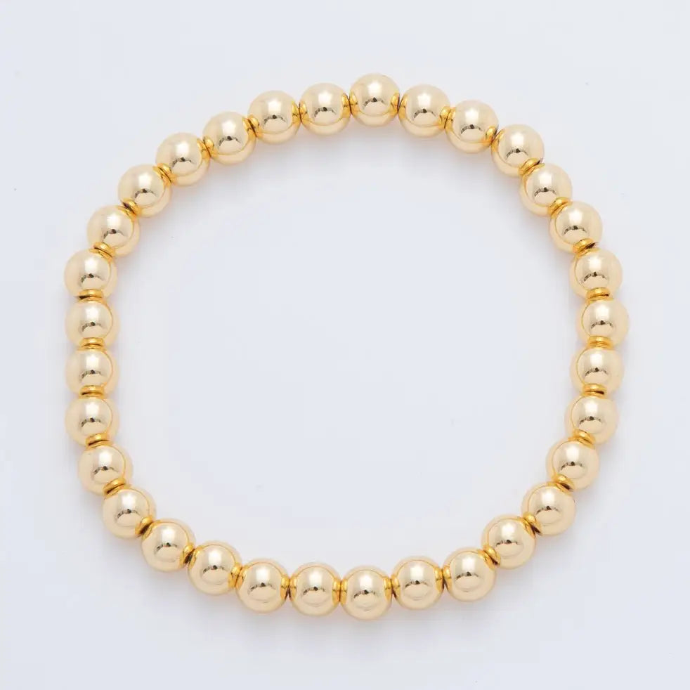 Gold Filled Ball Stretch Bracelet, 6mm 7"