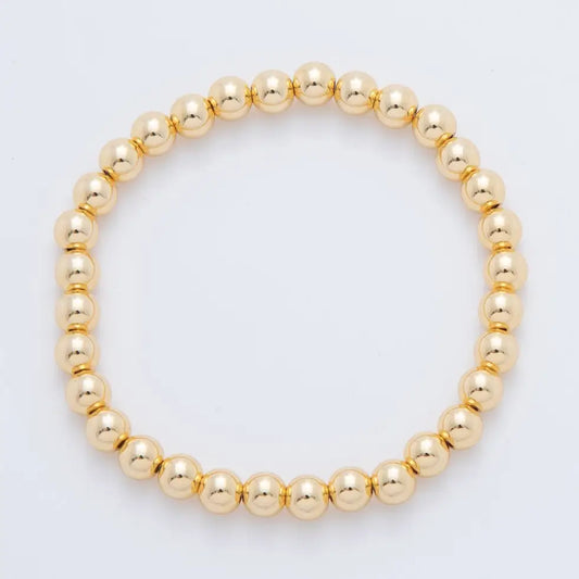 Gold Filled Ball Stretch Bracelet, 6mm 7"