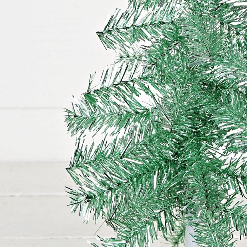 Glittered Tinsel Tree- Green