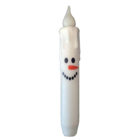 Snowman Face Christmas Battery Operated Timer Taper Candles